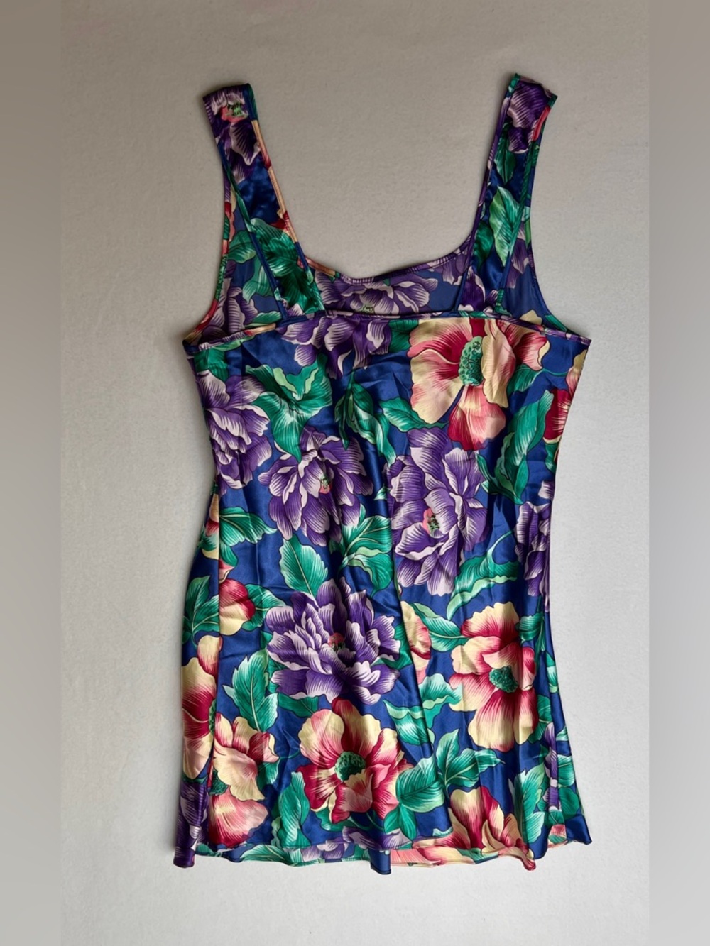 Angelique Vintage Floral Sleeveless Nightgown Botanical Purple Blue Cottagecore - Picture 5 of 5